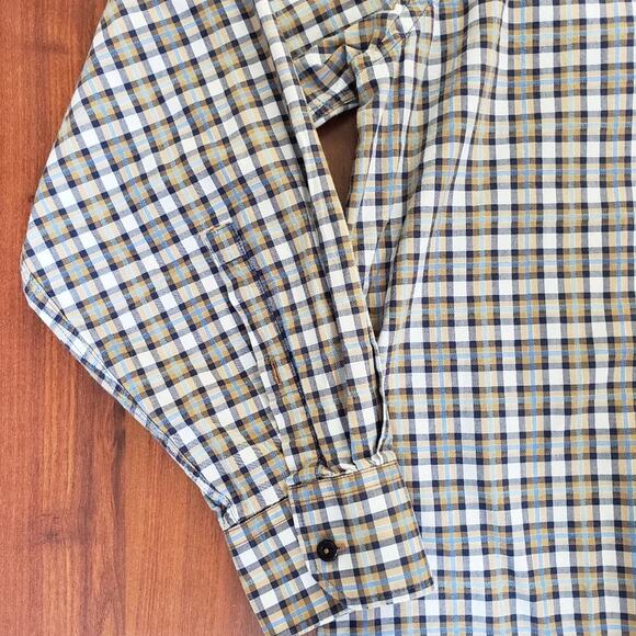 Alan Flusser Mens Blue/Brown Plaid Shirt XXL - Picture 7 of 8